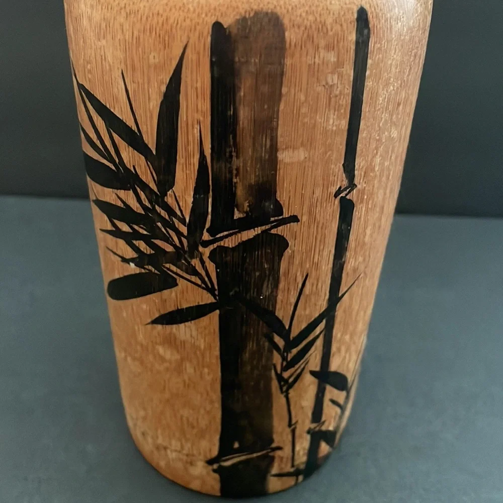 Vintage Bamboo Hand Painted Brush/whatnot holder